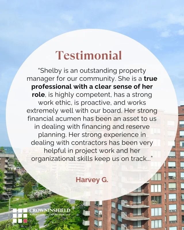 #clienttestimional ✨Thank you for your kind words Harvey! Property managers play a crucial role in simplifying the property management process. They offer a range of services that can significantly enhance the value of your investment.

If you have any questions or require assistance regarding your property management needs, please do not hesitate to reach out to Crowninshield Management.

#PropertyManagement #propertymanager
